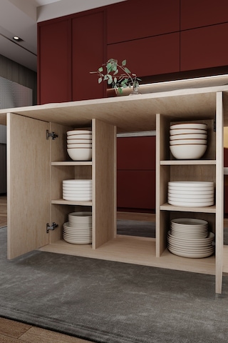 Modern Dolaplı 6 Kişilik Mutfak Yemek Masası %100 Mdf Mutfak Yemek Odası Masası Ym06 Sidon