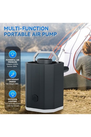 Fortunelane Siyah Mini Hava Pompa, Kablosuz 6 Uçlu, Dış Mekan İki Kullanımlı