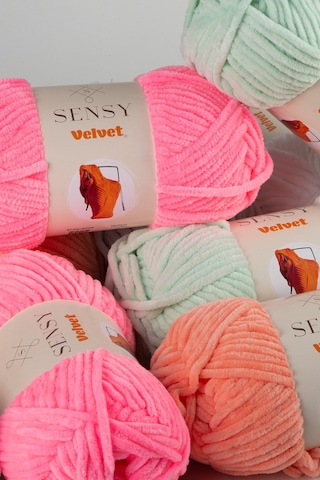 Sensy Premium Velvet Kadife Ip El Örgü Ipi Battaniye Ipi Kazak Ipi Bebek Battaniyesi Ipi Beyaz