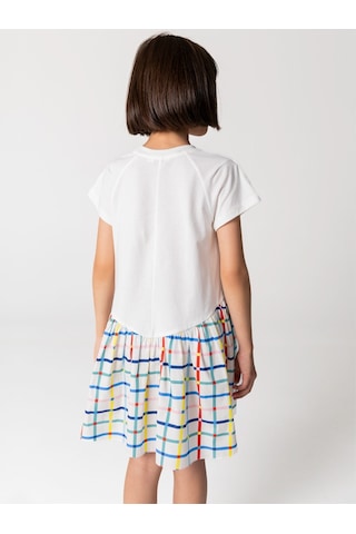 Sheshe Tshırt Gövdeli Pamuk Kloş Etekli Kız Çocuk Elbise Renkli