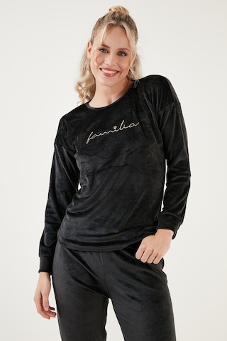 Lela Regular Fit Yumuşak Dokulu Kadife Bayan Pijama Takımı 6094200W4 Siyah