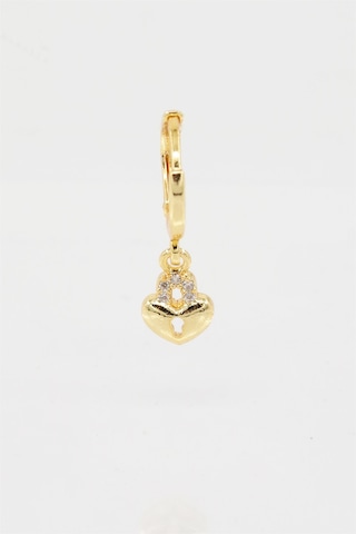 Kadın Kendi Tarzını Oluştur Zirkon Taşlı Kalp Figürlü 1 Adet Küpe-3363 Altın