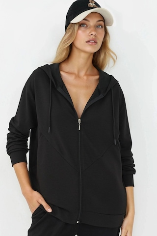 Hiccup Modal Touch Fermuarlı Kapşonlu Sweatshirt Siyah