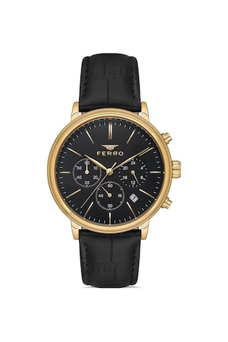Ferro Quartz Deri Siyah 41 Mm Fonksiyonları Aktif Erkek Kol Saati