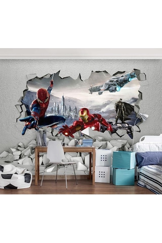 3D Süper Kahramanlar Çocuk Odası Duvar Kağıdı