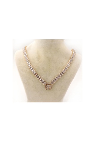 Pigado Paslanmaz Çelik Taşlı Baget Kadın Kolye 001