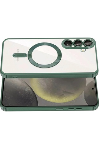 Samsung Galaxy S26 Plus Uyumlu Kılıf Kamera Lens Koruyuculu Magsafe Özellikli Telefon Kılıfı Kapak Koyu Yeşil