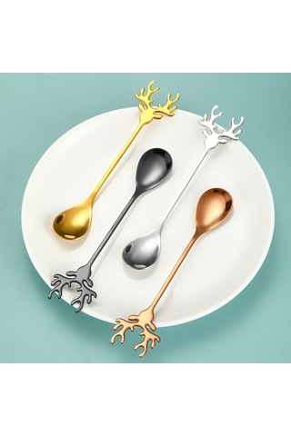 Dancemonkey 4 Adet 14cm 304 Çelik Kahve Kaşığı, Paslanmaz, Pratik Set Çok Renkli