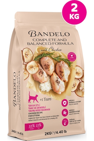 Bandelo Tavuklu Yavru Kuru Kedi Maması 2 Kg - Gelişim & Güçlü Desteği - Koku Önleyici Etkili