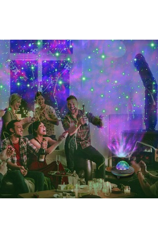 Kumandalı Bluetooth Hoparlör Galaxy Gökyüzü Projeksiyon Gece Lamb Gri