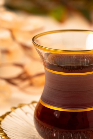 Mest 12 Parça 6 Kişilik Gold Yaldızlı Cam Çay Bardağı Seti Şıklığı Sofralarınıza Taşıyın Gold