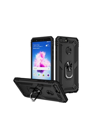 Huawei P Smart Kılıf Zore Vega Yüzüklü Standlı Zırh Kılıf