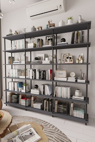 Çevir Kur 200 Cm Antrasit Kitaplık Antrasit