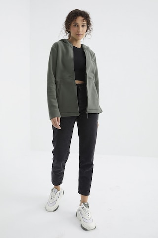 Tommy Life Çağla Kapüşonlu Fermuarlı Rahat Form Kadın Polar Sweatshirt - 97233 Çağla