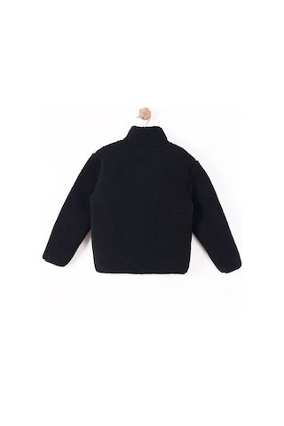 Monox Çocuk Lastik Manşetli Fermuarlı Unisex Kuzu Wellsoft Peluş Ceket Siyah