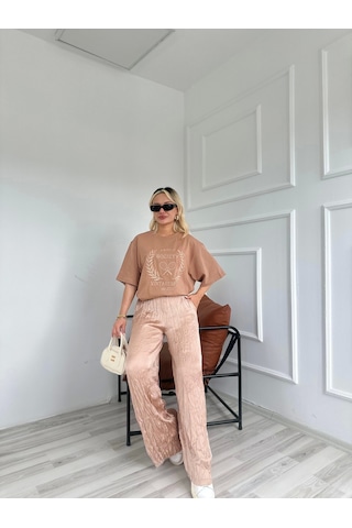 Keymoda Kadın Kraşlı Pantolon Bej Bej