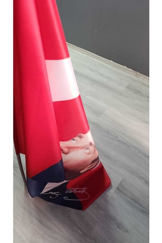 50x75cm Atatürk İmzalı Raşel Kumaş Sopalı Türk Bayrağı Dayanıklı Ve Kaliteli Dijital Baskı 50x75