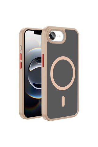 Apple iPhone Uyumlu,  17e Kılıf M-safe Şarj Özellikli Mat Arka Yüzey Zore Sio Kapak - Rose Gold