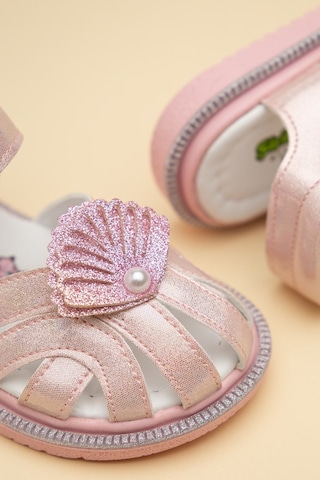 Dilimler Ayakkabı Şirinbebe Ortopedik Kız Bebek Sandalet Pembe Yelpaze Detaylı Önü Kapalı-4713