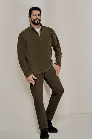 AC&Co / Altınyıldız Classics Anti-Pilling Tüylenme Yapmayan Bato Yaka Erkek Polar Sweatshirt 4A5221100016HAKL Haki