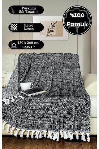 Battaniye Pamuk Riona 180x200 Cm Siyah