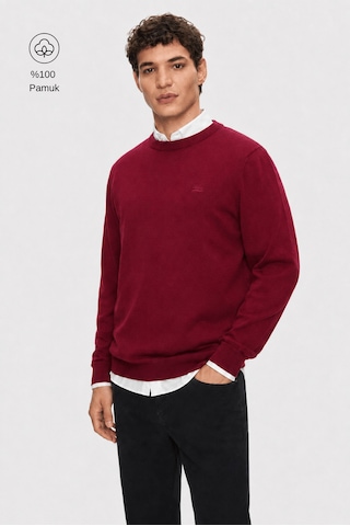 Ucla Sento Bordo Bisiklet Yaka %100 Pamuk Nakışlı Standard Fit Erkek Triko