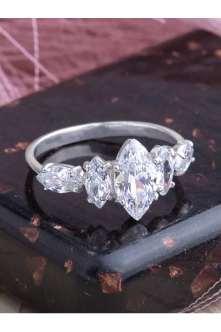 Alekseev Jewellery 925 Ayar Gümüş Taşlı Mücevher Yüzük Yoldaki 169746544 Gri