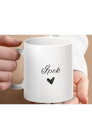 İpek İsimli Kupa Bardak, İsimli Bardak, Hediye Kupa Bardak, Kahve Kupa Bardak Beyaz