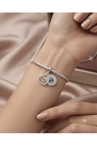 Celikchi Kadın Gümüş Bileklik Nazar Boncuğu Model Charm