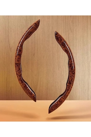 River World 2'li Araba Direksiyon Simidi İçin Koruma Kılıfı Ahşap Tasarımlı Kahverengi