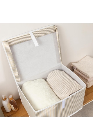 Çok Amaçlı Düzenleyici Kapaklı Sandık Tipi Kutu Hurç Organizer 40 X 30 X 26, Kahverengi