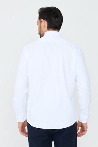 White Stone Beyaz Mikro Çizgili Dynamic Fit Erkek Uzun Kollu Gömlek Beyaz-02