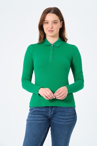 Msw Kadın Uzun Kollu Regular Fit Polo Yaka T-shirt Btg Yeşil