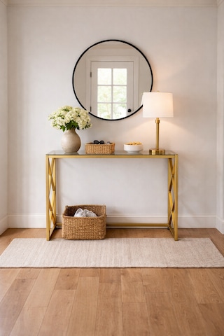 Lina Metal Dresuar - 4mm Füme Temperli Camlı Antre Konsolu 100x30x80 Cm Gold