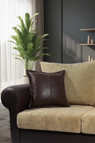 Premium Dekoratif Deri Kahverengi Kırlent Kılıfı/ev Ve Ofis Için Gerçek Deri 45x45cm Kırlent Kılıfı Kahverengi