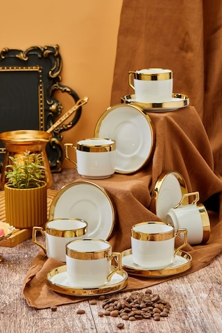 Cooker 100 Ml 6'lı Altın Yaldızlı Porselen Çay Fincan Takımı Diğer