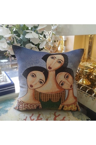 Goblen Soyut Desenli Kırlent Kılıfı