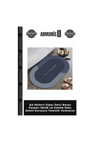 Şık Modern Süper Emici Banyo Paspası 38x58 Cm Estetik Doku Zemin Koruyucu Temizlik Yardımcısı Diğer