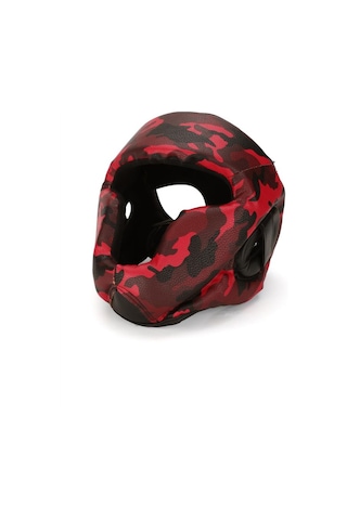 Titan Sport Yüz Korumalı Boks Kaskı , Kırmızı Siyah Kamuflaj Desenli Model Kırmızı - Siyah