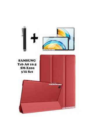 Samsung Galaxy Tab A8 10.5 Inç Sm-x200 Uyumlu Uyku Modlu Tablet Kılıfı Ekran Koruyucu Kalem Kılıf