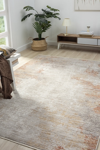 Seyran Peru 10206 Terra Antialerjik Polyester Makine Halısı Dokuma Tabanlı, Düz Saçak, Leke Tutmaz Terra