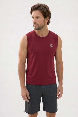 Tudors Erkek Standart Fit Normal Kesim Kısa Kollu Pamuklu Baskılı Bordo Gri Pijama Takımı-51145
