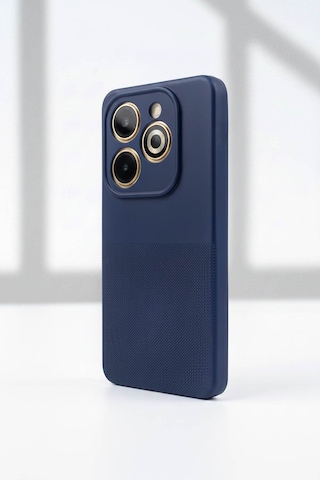 Infinix Tecno Spark Go 2024 / Smart 8 Serisi / Pop 8 / Spark 20c / Hot 40i Uyumlu Kamera Korumalı Tırtıklı Kaymaz İçi Kadife Yumuşak Silikon Kılıf-54279 Lacivert