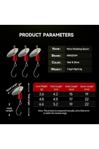 Krallık 3 Adet Spinner Kaşık Metal Yem Mikro Balıkçılık Cazibesi Küçük Payetler Bakır Uzun Atış Yemler Bas Alabalık Levrek Pike Dönen
