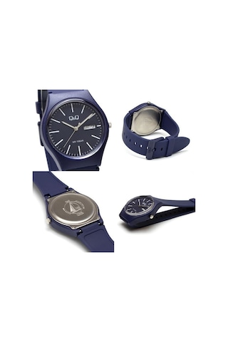 Q&Q QCG21212 Lacivert Su Geçirmez Çift Takvimli Unisex Kol Saati