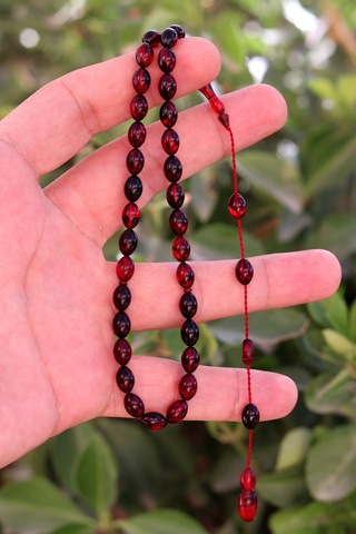 Hareli Kırmızı Siyah Arpa Kesim Özel Sistem Ateş Kehribar Tesbih 201024762