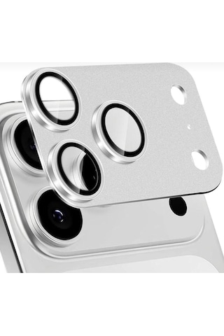 Apple Uyumlu iPhone 17 Promax Metal Koruyucu Lens Çerçeveli Pürüzsüz Gümüş