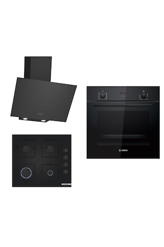 Bosch HBF512BB1T - POP6C6P30O - DWK64PJ60T Siyah Ankastre Set