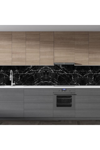 Mutfak Tezgah Arası Folyo Fayans Kaplama Folyosu Siyah Mermer Des