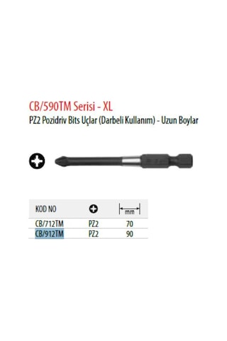 Ceta Form Cb/912tm 1/4" Pozidriv Bits Uç Darbeli Kullanım Pz2 X 9